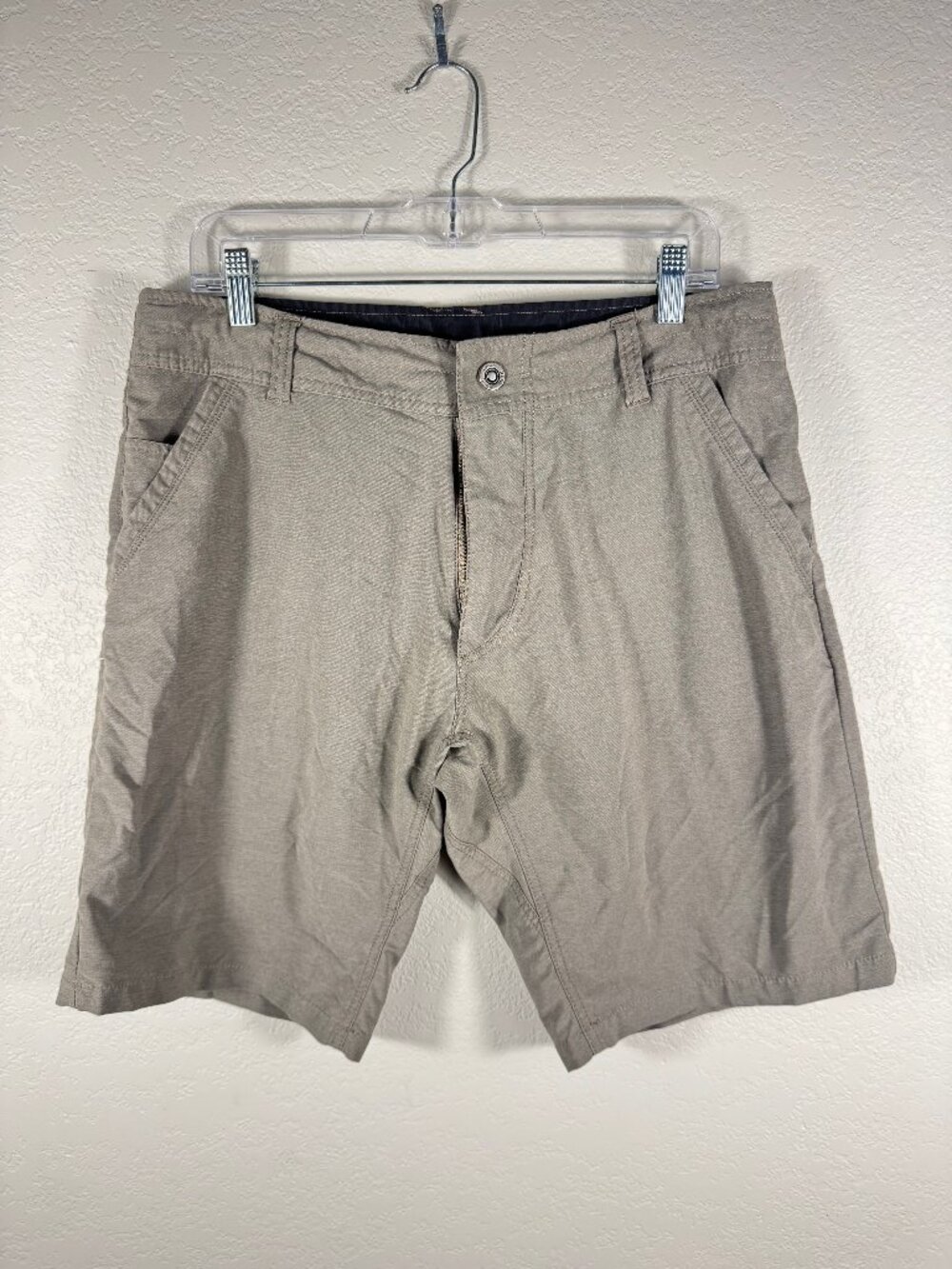 KUHL Shift Amphibia Shorts Mens 34 Khaki Grey Hiking Water Resistant Quick Dry